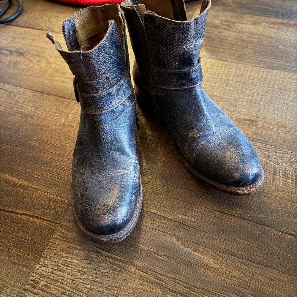 Bed Stu Black Leather Combat Boots